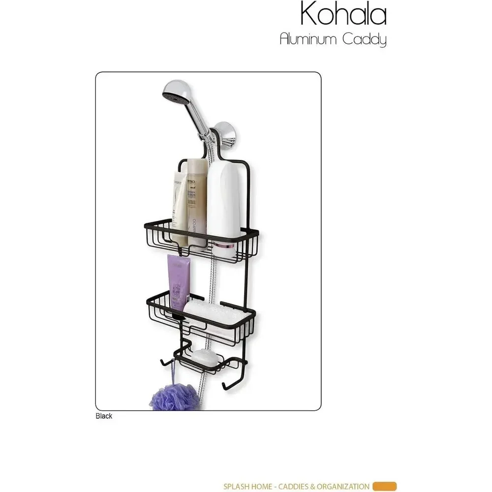 Splash Home Kohala Bathroom Organizers Shower Caddy, 24 x 5 x 11 Matte Black
